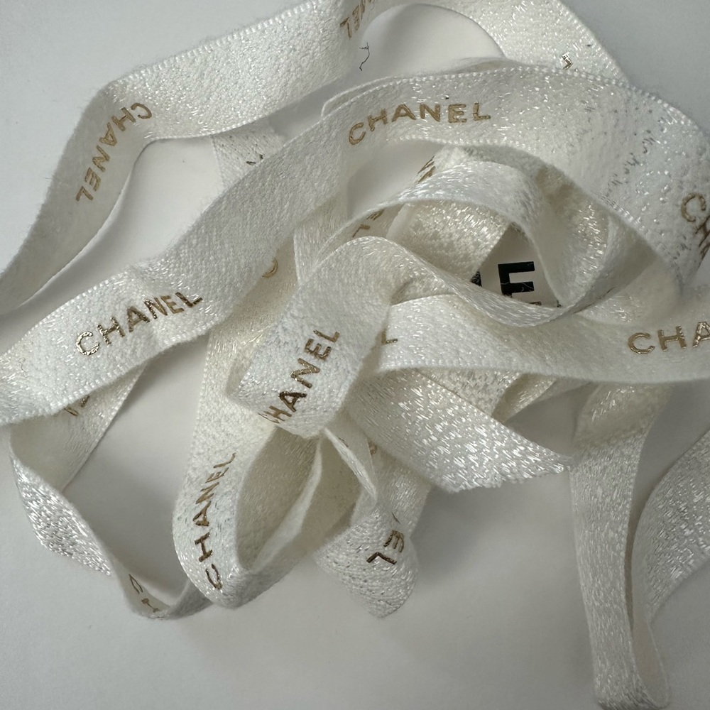 Chanel White Ribbon Accessory, 87”